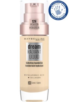 Maybelline Dream Radiant Liquid Hydrating Foundation with Hyaluronic Acid and Collagen GOODS Boots Sand  