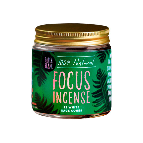 Paper Plane Focus Incense cones jar of 12, imported from the UK
