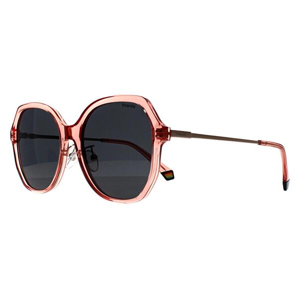 Polaroid women's polarised sunglasses in transparent pink, imported from the UK