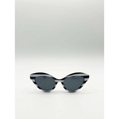 Superdrug SVNX Cat-Eye Sunglasses in Black White Stripe- Buy online at McGrocer