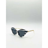 SVNX cat-eye sunglasses black white stripe - British product