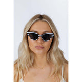 SVNX cat-eye sunglasses black white stripe - British product