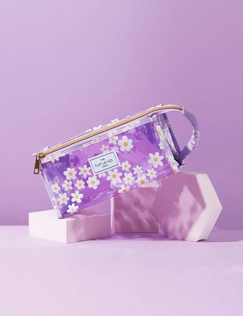 The Flat Lay Co. Makeup Jelly Box Bag in Lilac Daisy