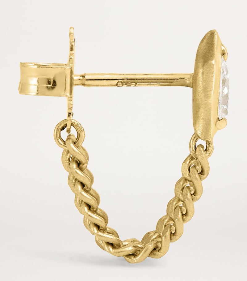 Jade Trau Envoy chain earrings in yellow gold with diamonds, imported from the UK
