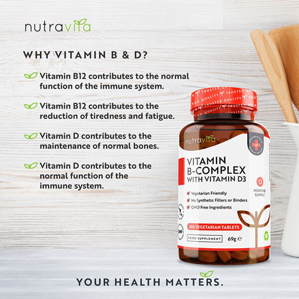 Nutravita Vitamin B Complex with Vitamin D3 - 365 Tablets GOODS Superdrug   