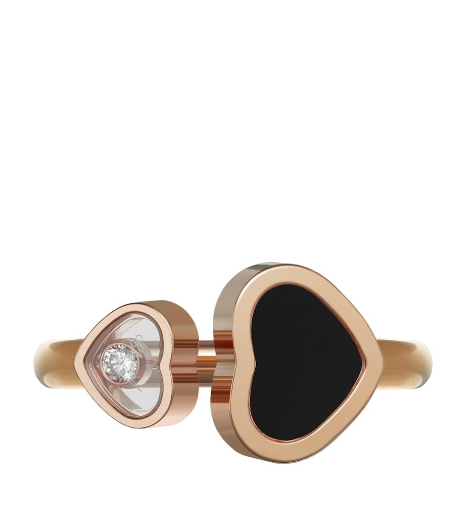 Chopard Happy Hearts rose gold onyx diamond ring, imported from the UK