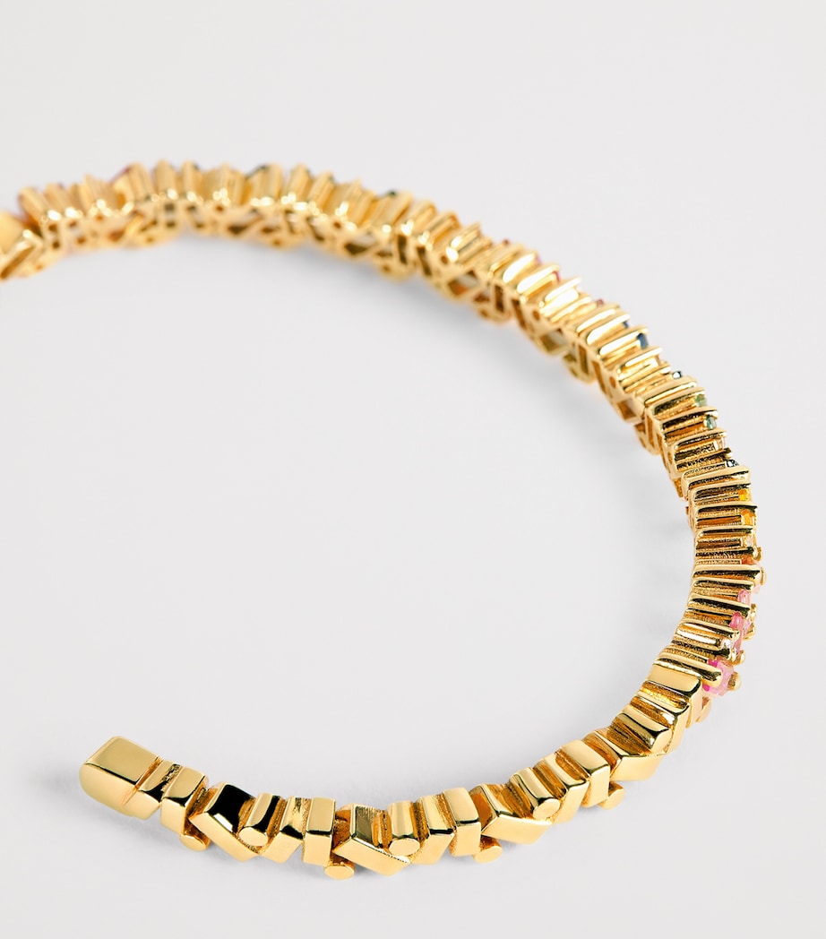 Suzanne Kalan Frenzy bangle with diamonds and rainbow sapphires - British product