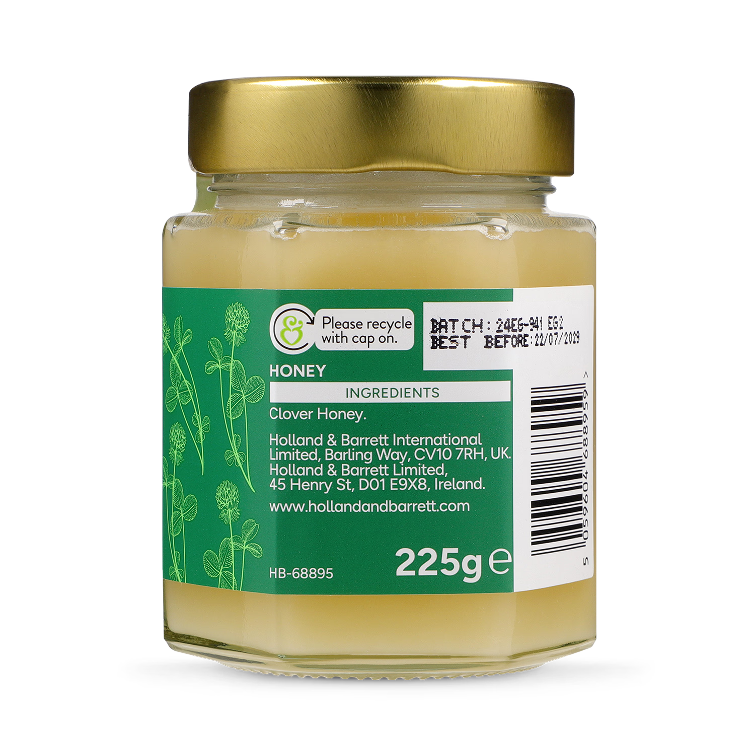 Holland & Barrett kløverhonning 225g, britisk versjon