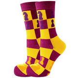 Cozy Noxxiez Soxxiez yellow chess socks - British product