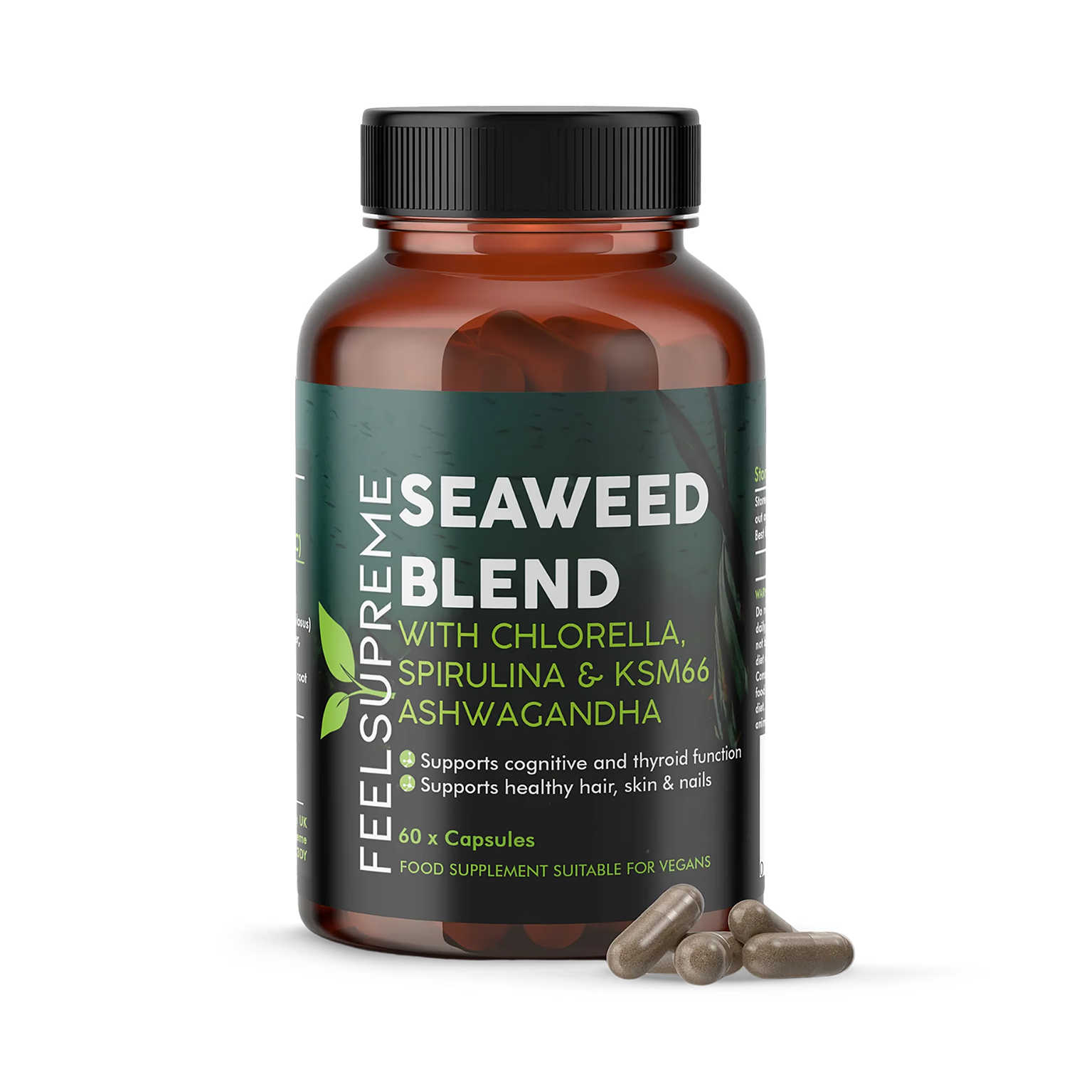 Organic seaweed blend chlorella spirulina ashwagandha 60 capsules, UK version