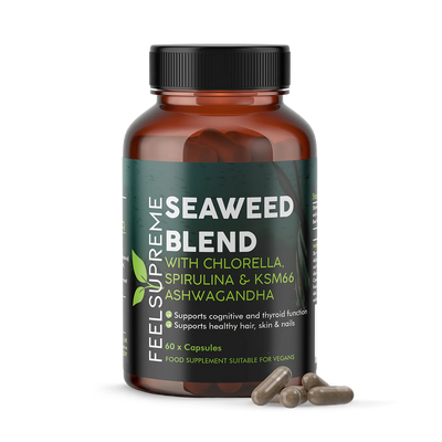 Holland & Barrett Organic Seaweed Blend with Chlorella, Spirulina & Ashwagandha Dietary Supplement Capsules 60 Caps- Buy online at McGrocer