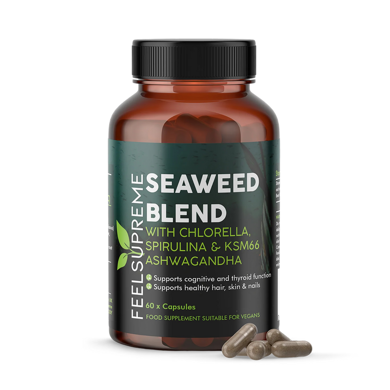 Organic seaweed blend chlorella spirulina ashwagandha 60 capsules, UK version