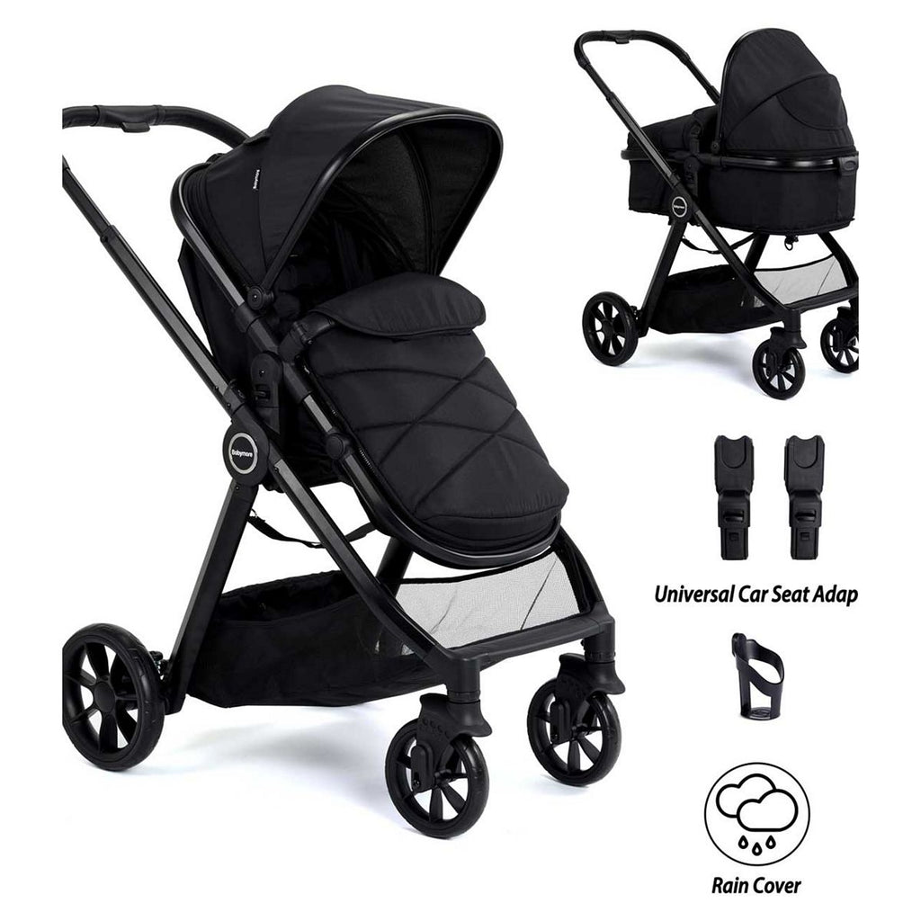 Babymore Mimi 2 in 1 Pram Pushchair - Black