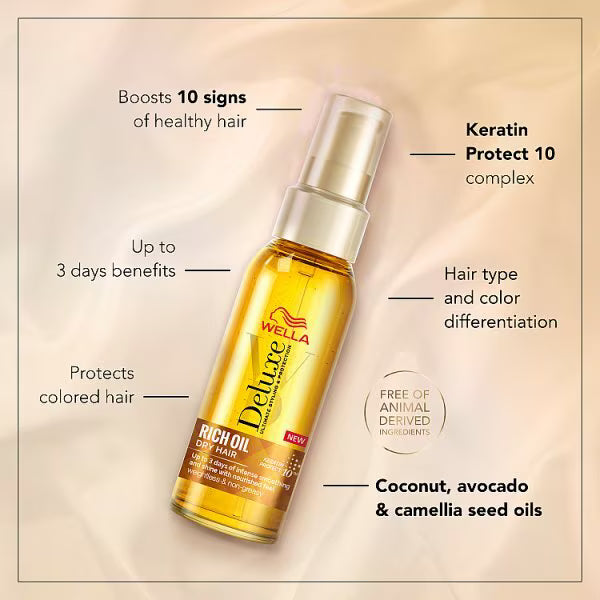 Wella Deluxe Rich Hair Oil 100ml bottle (British brand)