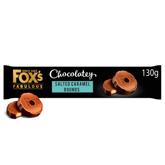 Fox's Biscuits Chocolatey Salted Caramel Rounds 130g Chocolate biscuits Sainsburys   