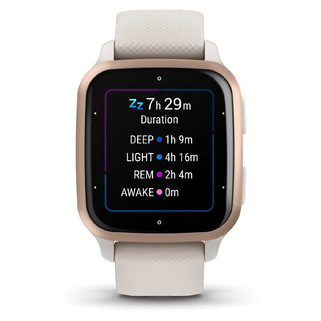 Garmin Venu® Sq 2 Music Smartwatch - Peach Gold Aluminium Bezel With Ivory Case and Silicone Band