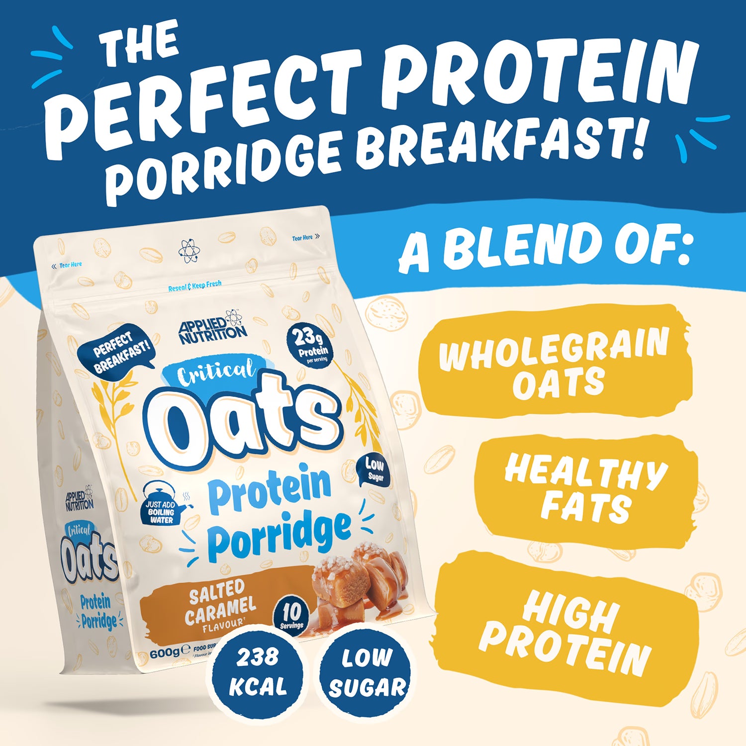 Applied Nutrition Critical Oats protein porridge salted caramel 600g - British product