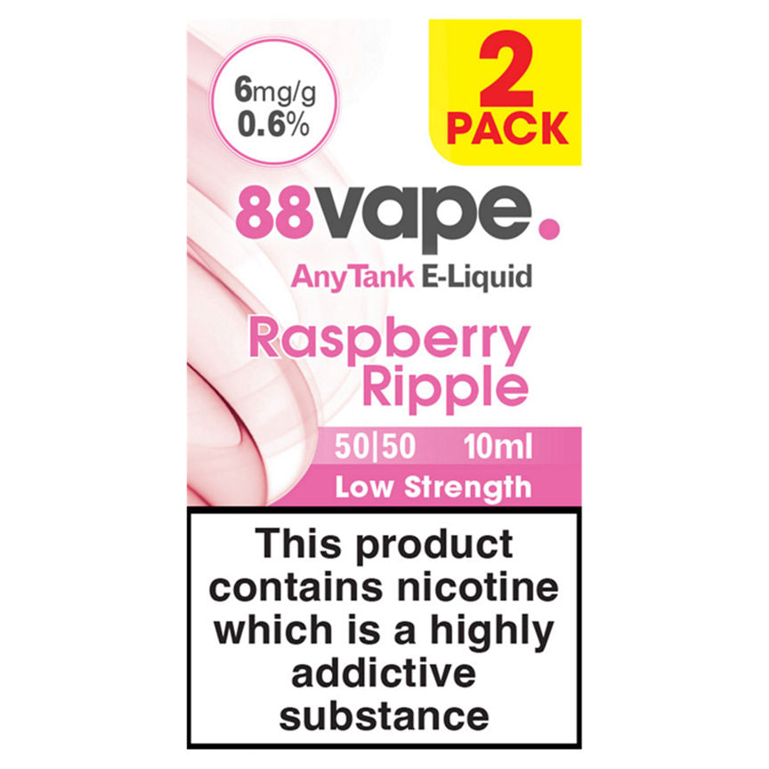 88Vape AnyTank E-Liquid Raspberry Ripple 50/50 2x GOODS ASDA   