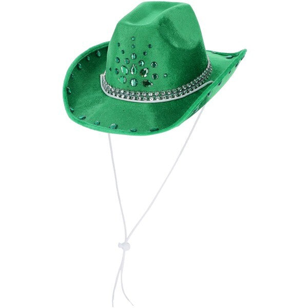 Smiffys green rhinestone cowboy hat - British product