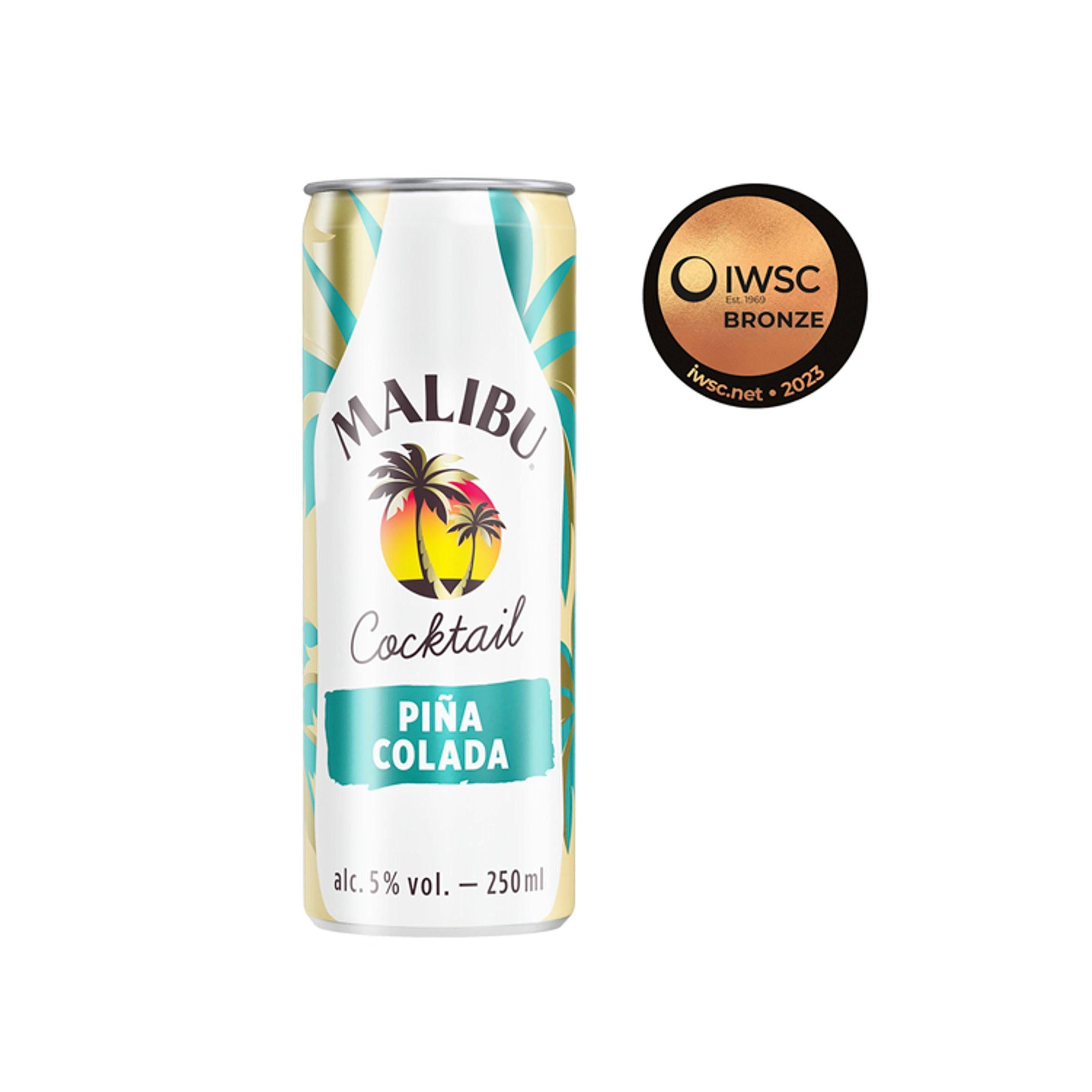 Malibu Piña Colada Pre-Mixed Can 250ml Absolut Beefeater Malfy & Malibu Sainsburys   