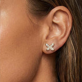 MUCHV butterfly stud earrings gold silver cubic zirconia imported from the UK