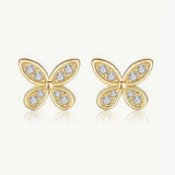 MUCHV butterfly stud earrings gold silver cubic zirconia imported from the UK