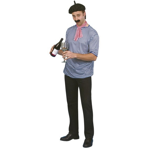 Smiffys French Man costume set with beret scarf moustache - British product