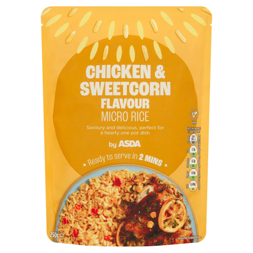 ASDA Chicken & Sweetcorn Flavour Micro Rice 250g