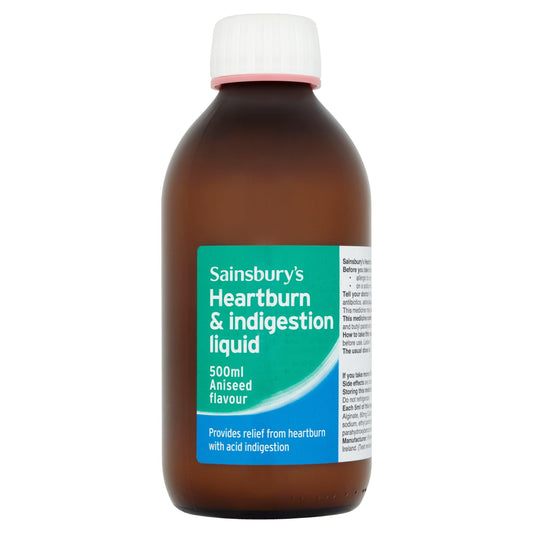 Sainsbury's Heartburn & Indigestion Liquid 500ml stomach & bowel Sainsburys   
