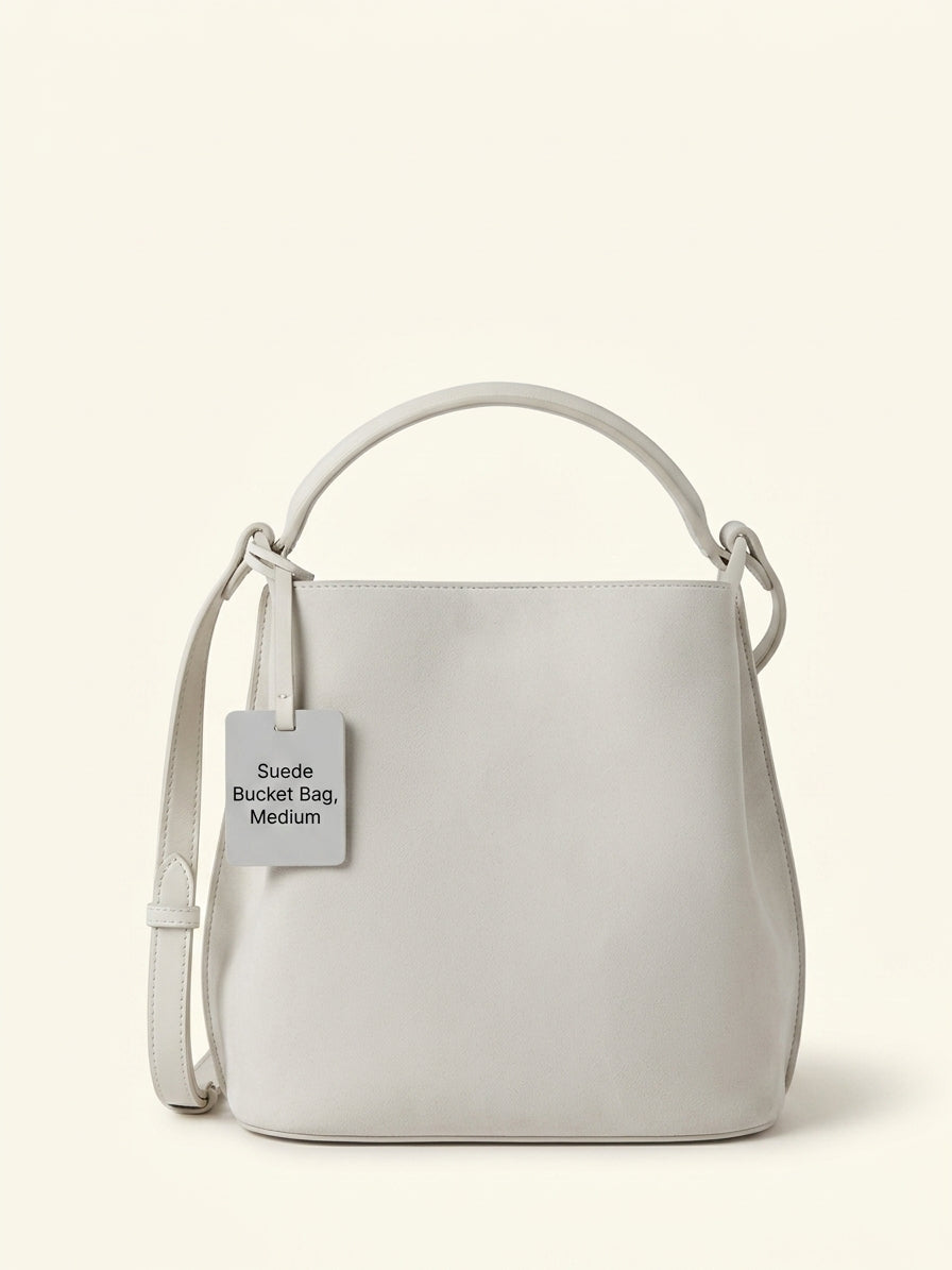 Mulberry Islington bucket bag in Salcombe Sand suede, UK version
