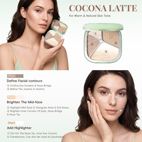 Livingandhome contour highlight palette 15.5g warm skin (British brand)