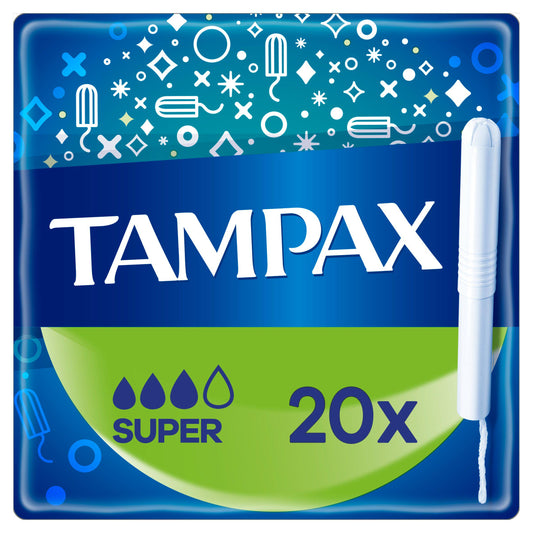 Tampax Super Tampons Applicator Cardboard x20 feminine care Sainsburys   