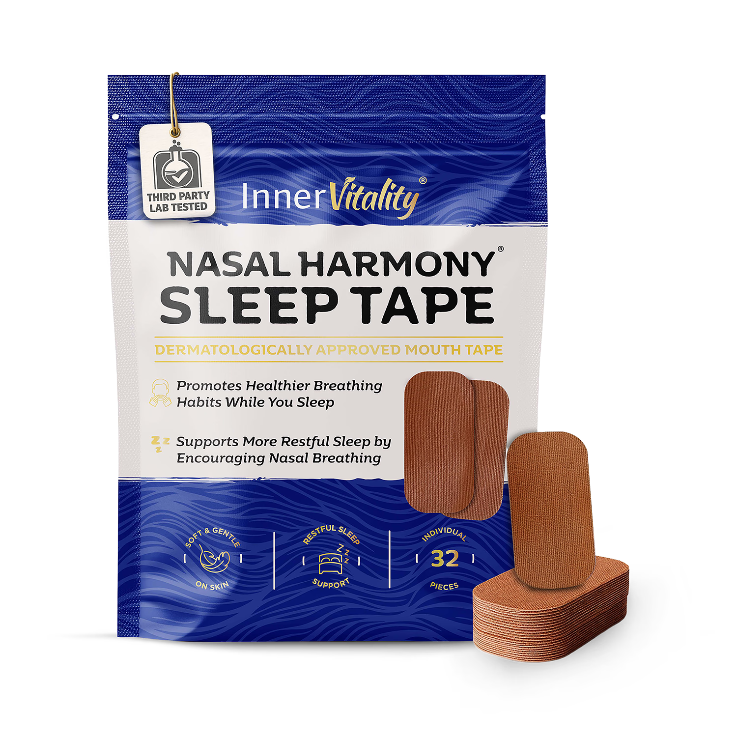 Inner Vitality Nasal Harmony mouth tape 32 strips, UK version