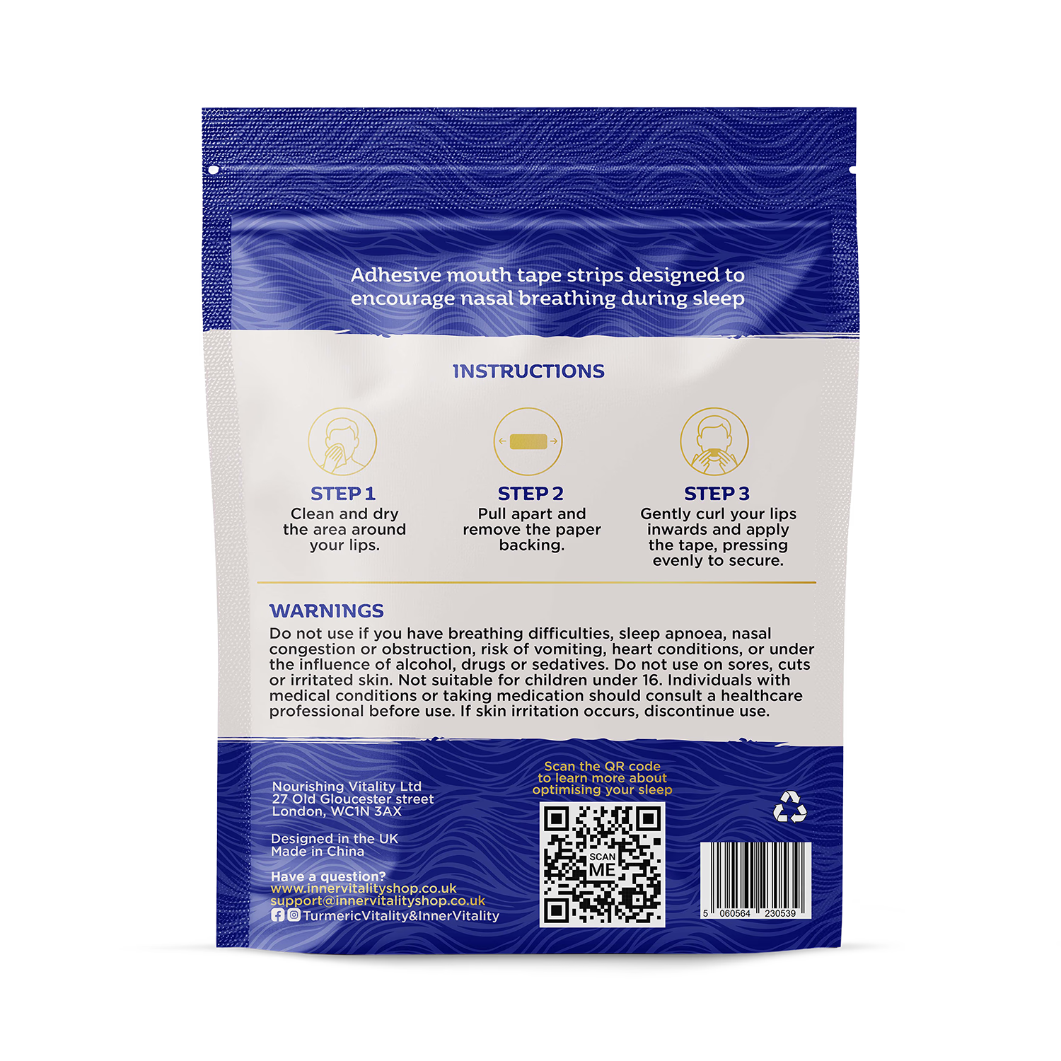 Inner Vitality Nasal Harmony mouth tape 32 strips, UK version