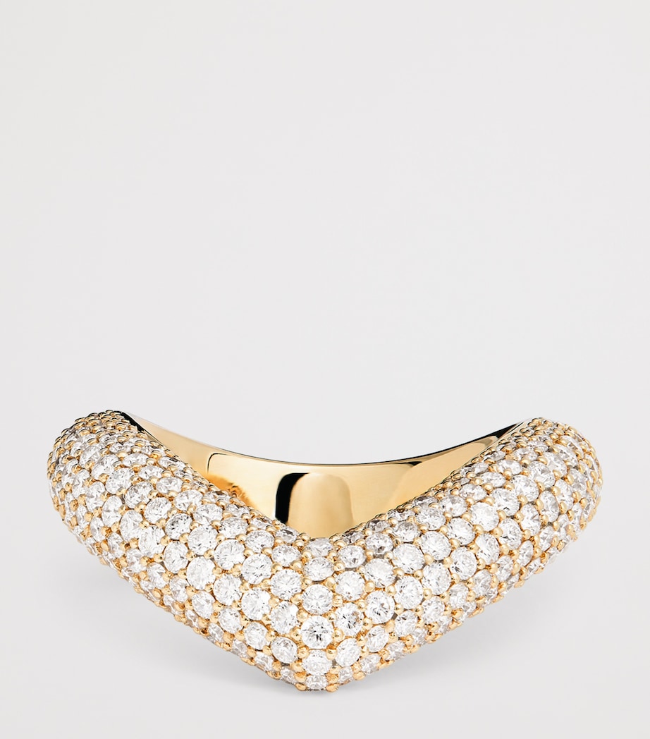 Engelbert yellow gold and diamond drop link ring - British product