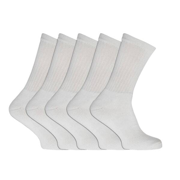 Mens Plain Sports Socks (Pack Of 5) (UK 6-11 EURO 39-46) GOODS Superdrug White  