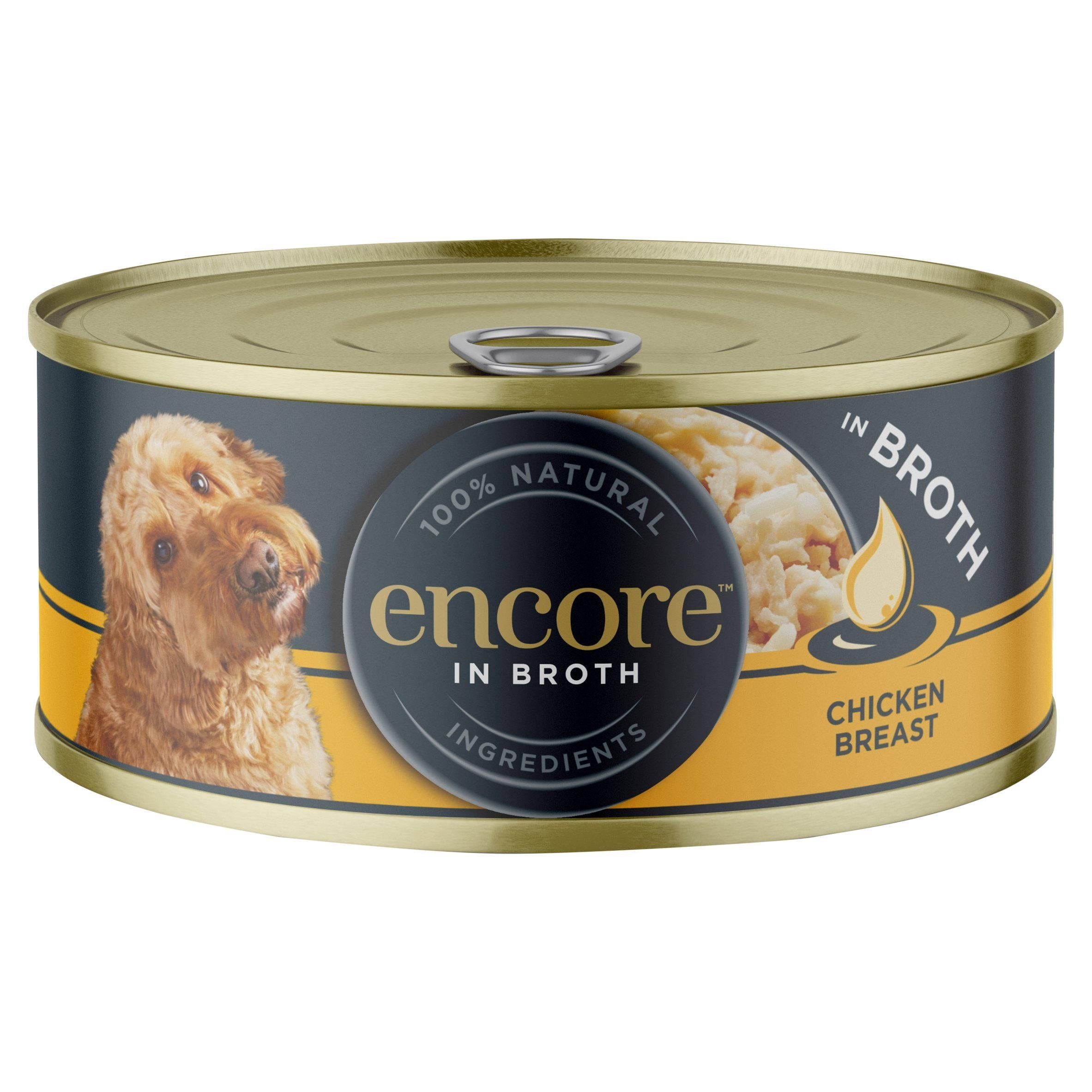 Encore Natural Chicken Selection In Broth Dog Tin 156g Dog food cans trays & pouches Sainsburys   