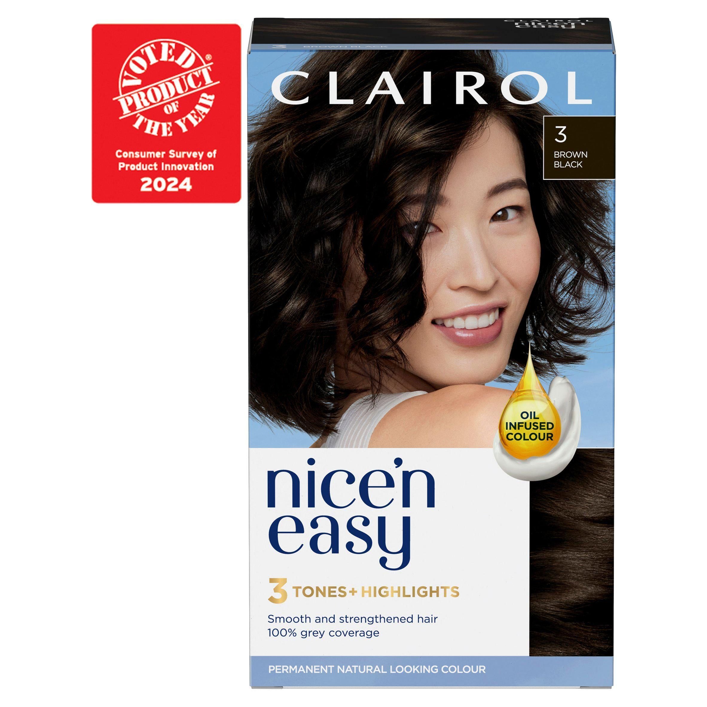 Clairol Nice'n Easy Crème Natural Looking Oil-Infused Permanent Hair Dye Brown Black 3 Brunette Sainsburys   