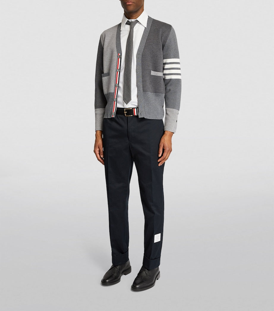 Thom Browne Leather Tricolour Belt 3.5cm, imported from the UK