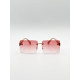 Square frameless sunglasses with ombre lens, UK version