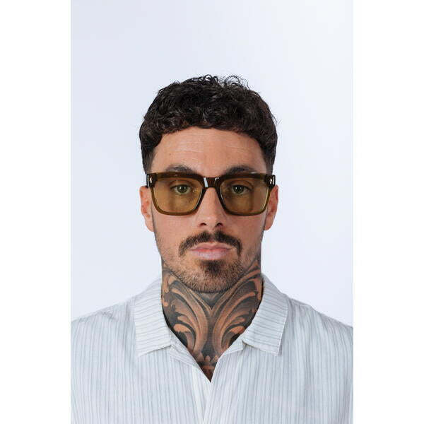 SVNX square sunglasses in green with grey lenses (British brand)