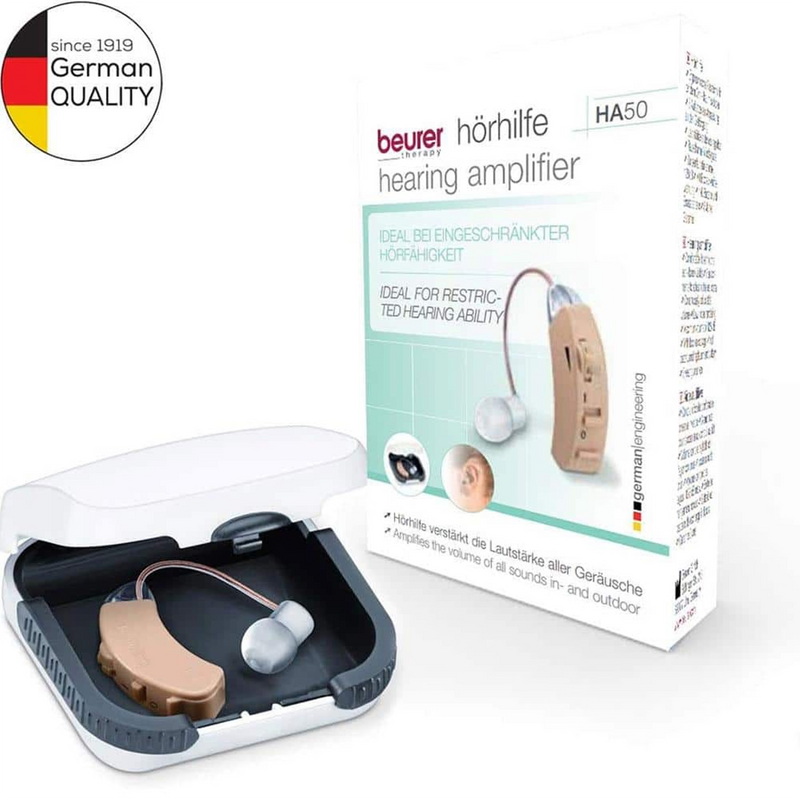Beurer hearing amplifier HA50 white device behind ear (British brand)