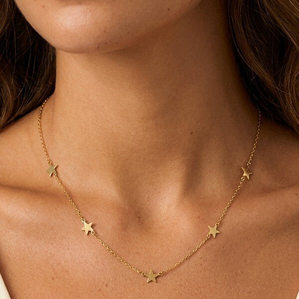 MUCHV charm necklace with stars in 18k gold or silver - British product