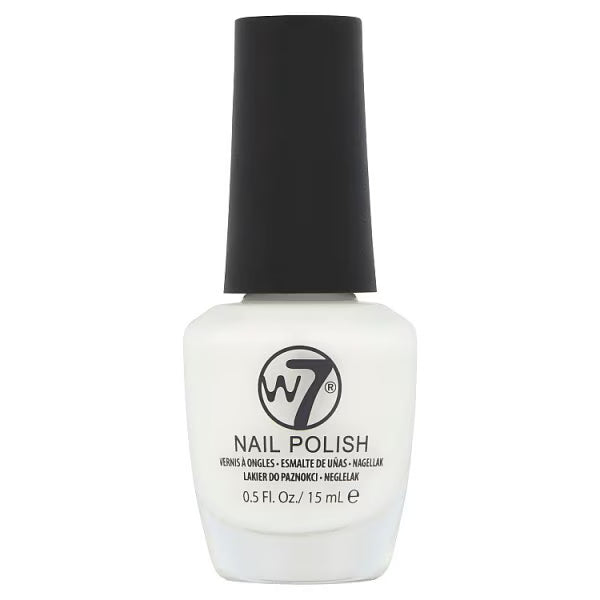 W7 Classic Nail Polish White 15ml Bottle (British brand)