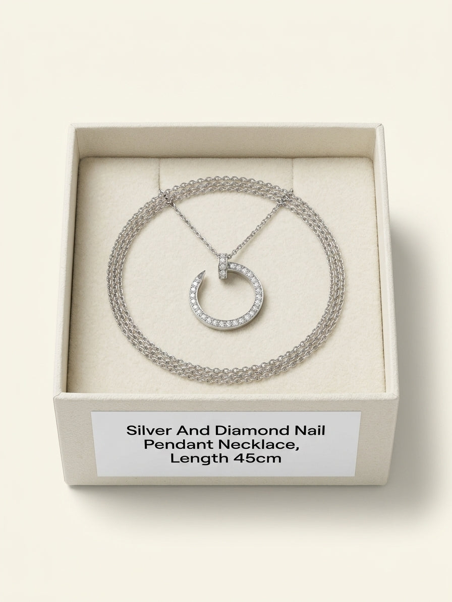 Cartier diamond pendant necklace 18ct white gold 0.38ct 38-42cm, UK version