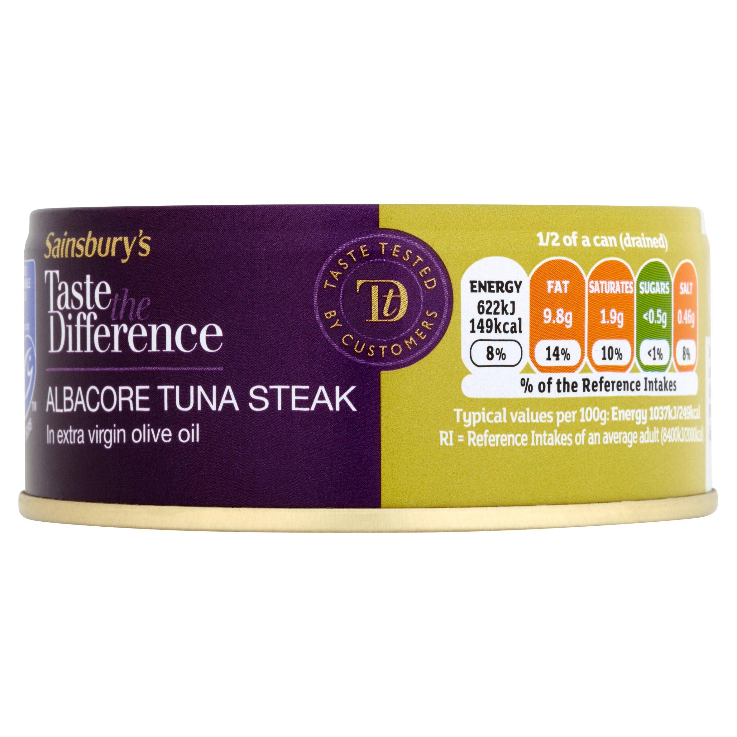 Sainsbury's Albacore Tuna Steak In Extra Virgin Olive Oil, Taste the Difference 160g Fish Sainsburys   