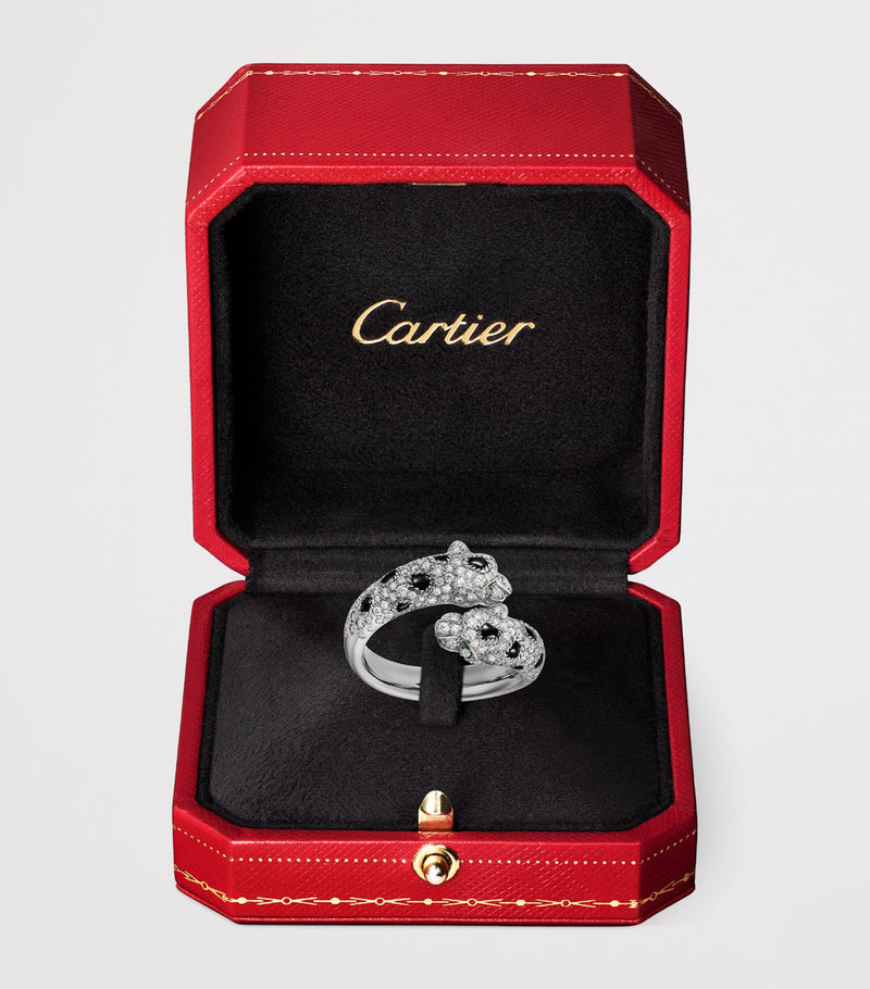 Cartier Panthère white gold diamond emerald onyx ring - British product