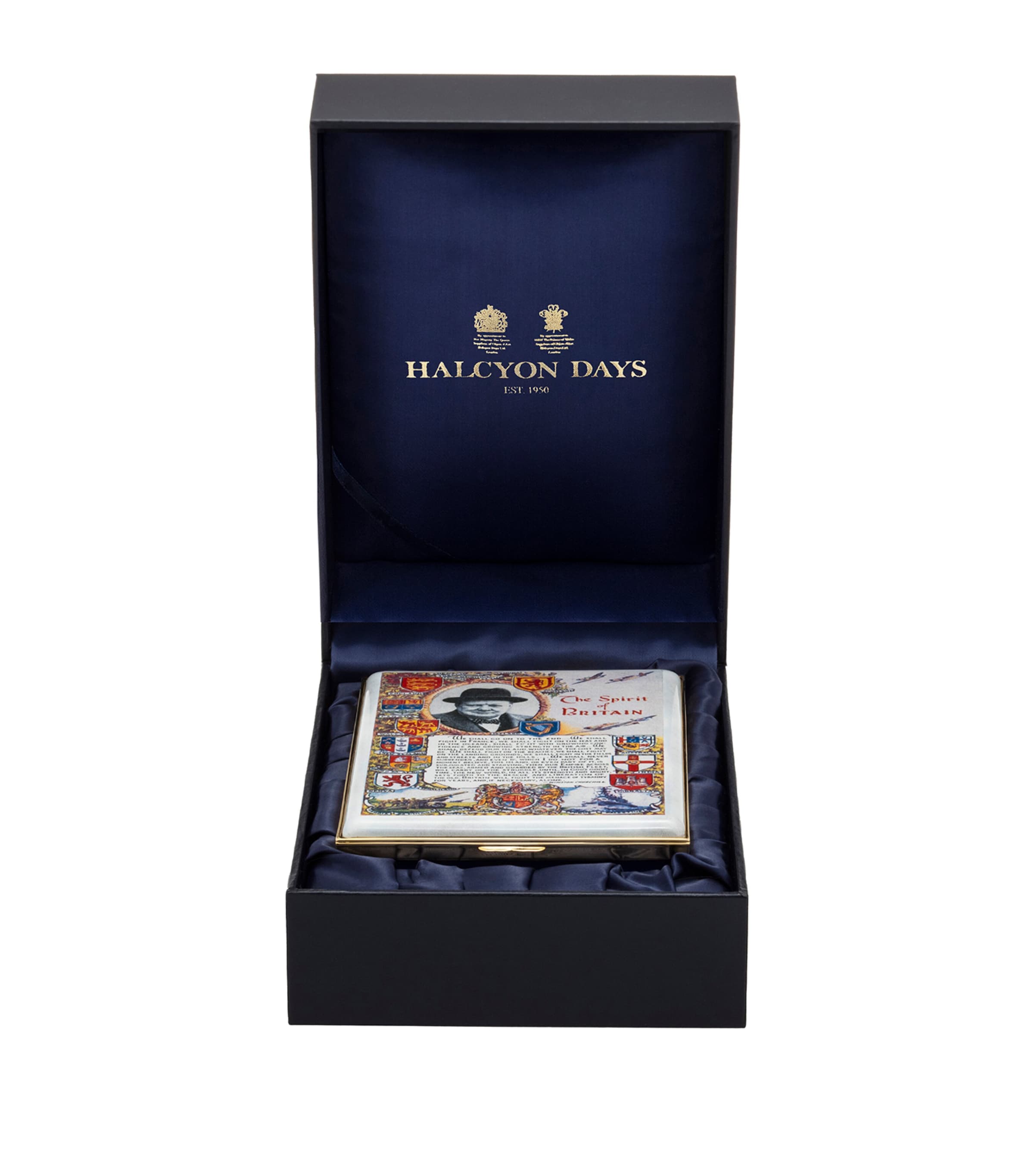 Halcyon Days enamel box Sir Winston Churchill, UK version