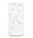 Rosa & Blue hearts baby blanket bamboo organic cotton - British product
