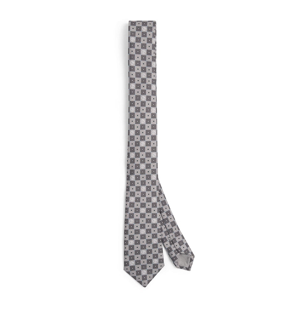 Giorgio Armani silk tie with hatched embroidery - British product